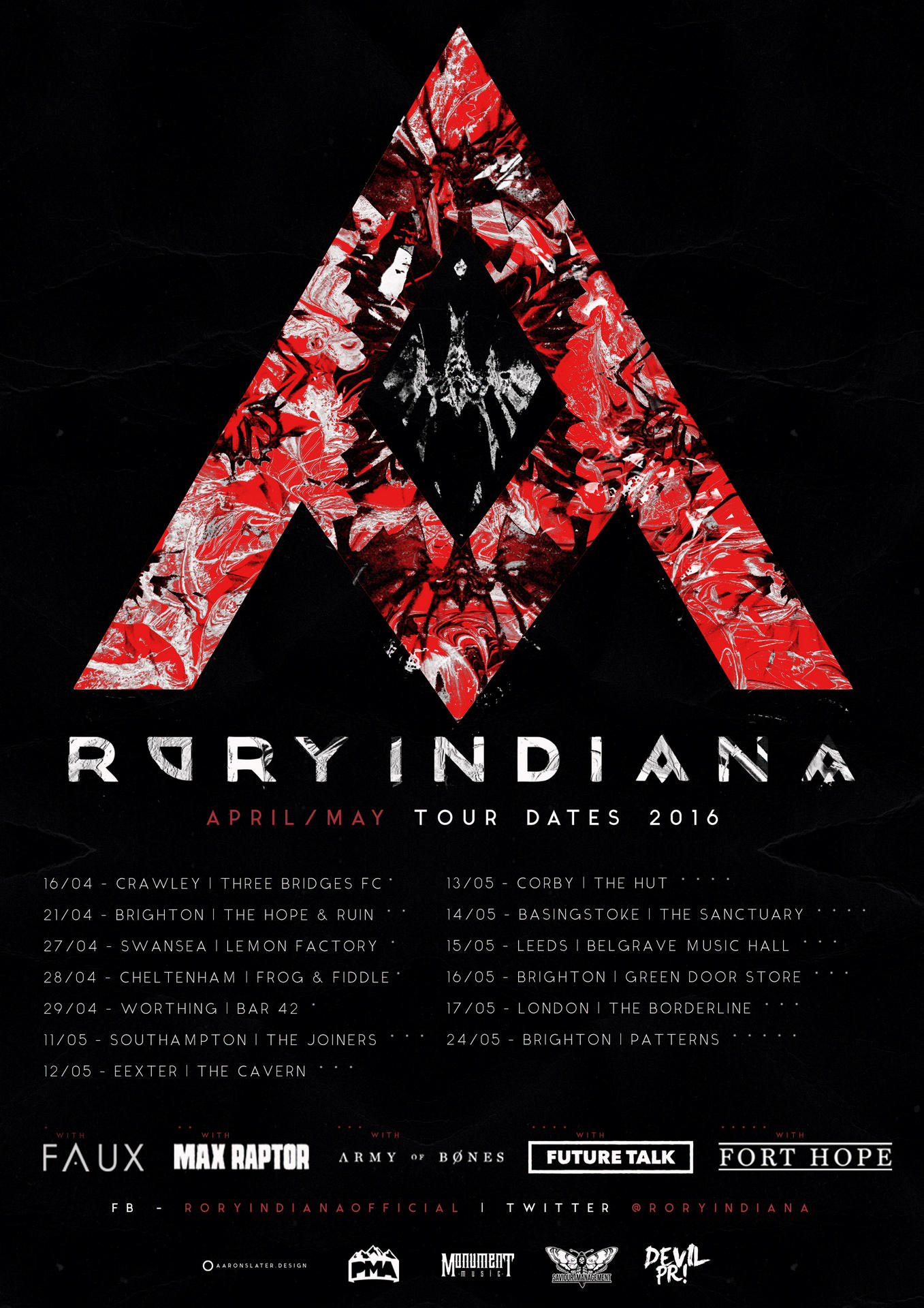 rory indiana april may 2016 tour poster
