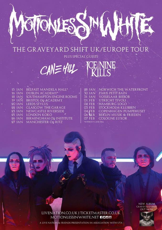 Cane Hill and Ice Nine Kills set to support Motionless In White on UK