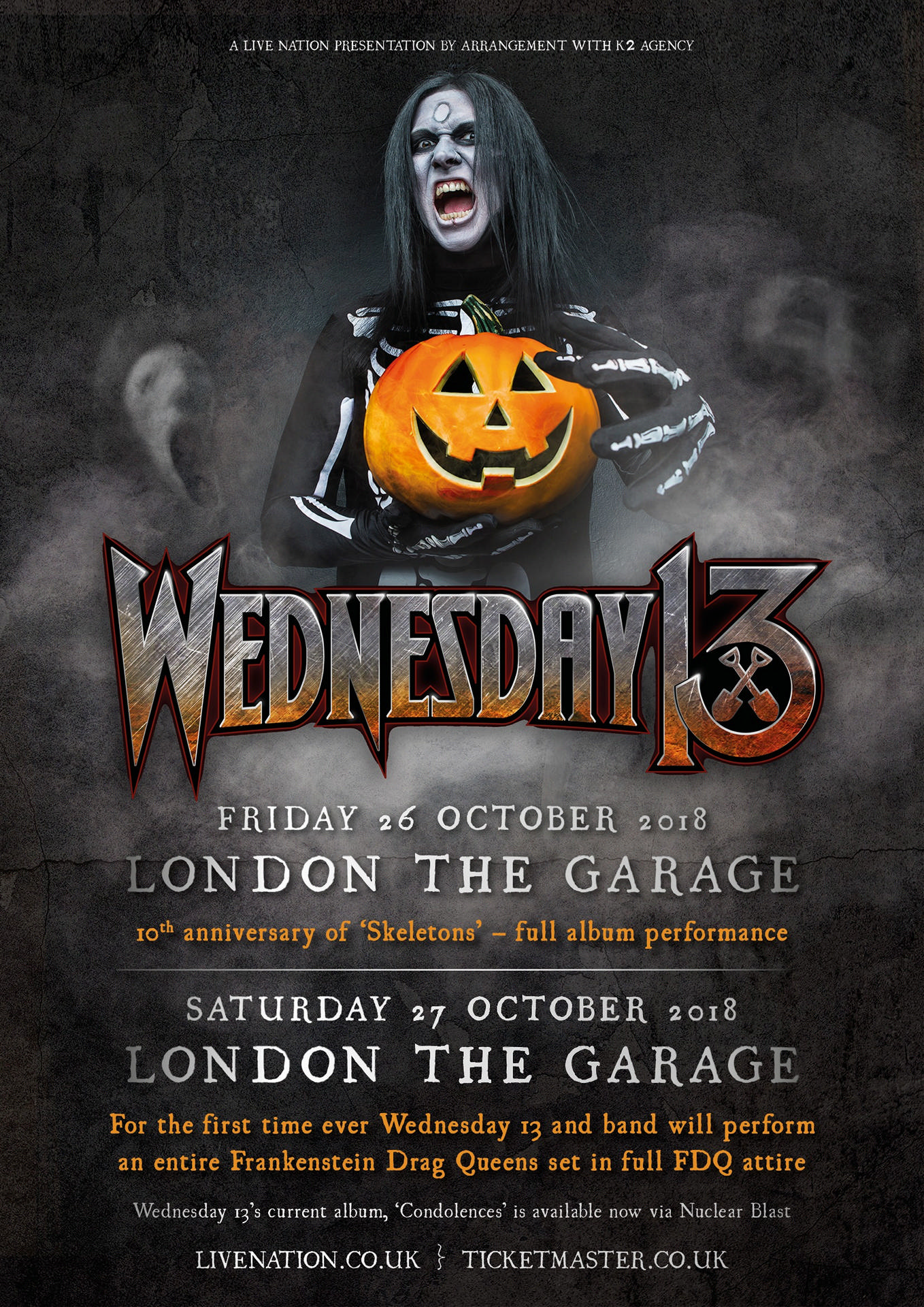 Wednesday 13 announces UK Halloween shows